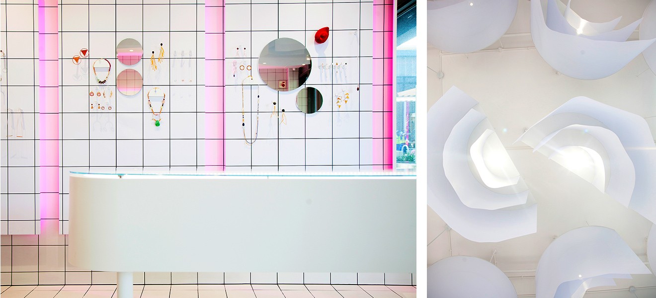 The entire shell of the shop is magnetised, and Kirsten has designed magnetised earring and necklace displays, which makes it very easy to rearrange the store design. The entire shell of the shop is magnetised, and Kirsten has designed magnetised earring and necklace displays, which makes it very easy to rearrange the store design.